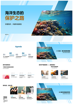 海洋生态多样性与珊瑚礁保护行动PPT模板