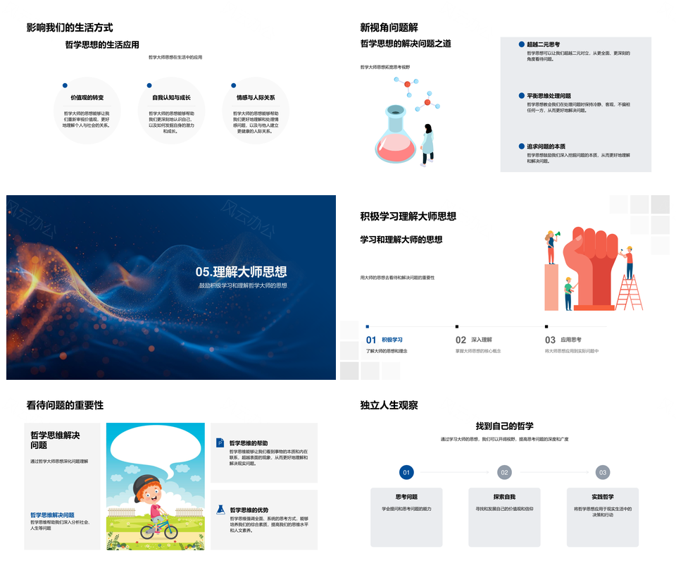 哲学大师思想核心理念与大学教育解析PPT模板