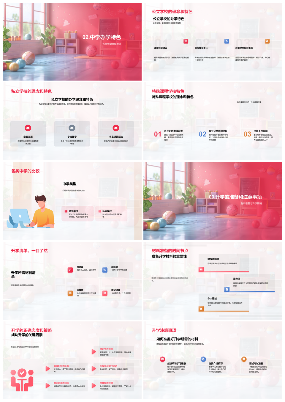 中学升学策略家长学生共进公私校特色校选校升学材料指南PPT模板