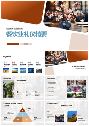 餐饮礼仪服务培训提升品质忠诚优雅餐桌PPT模板