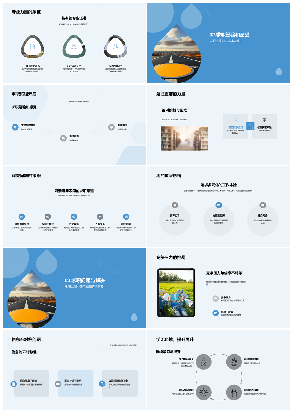 毕业求职竞逐简历职场成长路PPT模板