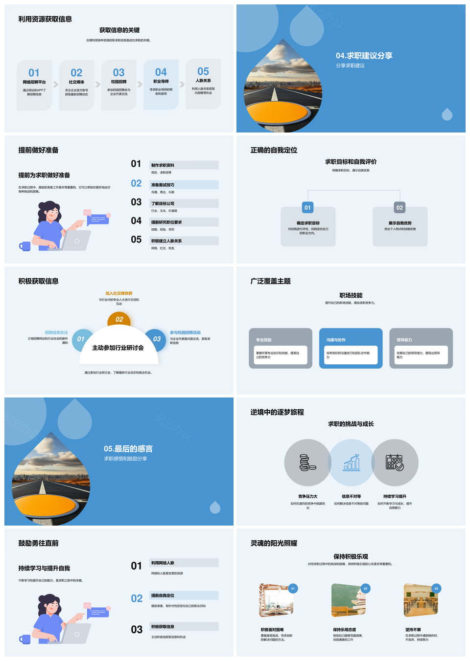 毕业求职竞逐简历职场成长路PPT模板