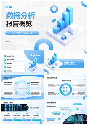 蓝色数据全流程解析报告结论展望可视化改进PPT模板