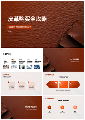 优质皮革种类生产工艺质量原料颜色纹路解析PPT模板