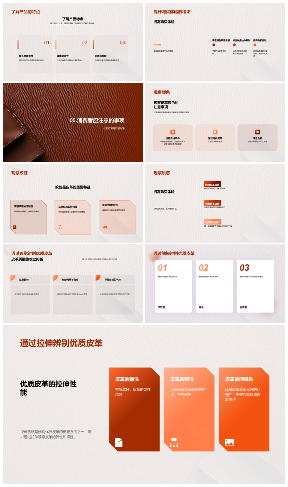 优质皮革种类生产工艺质量原料颜色纹路解析PPT模板