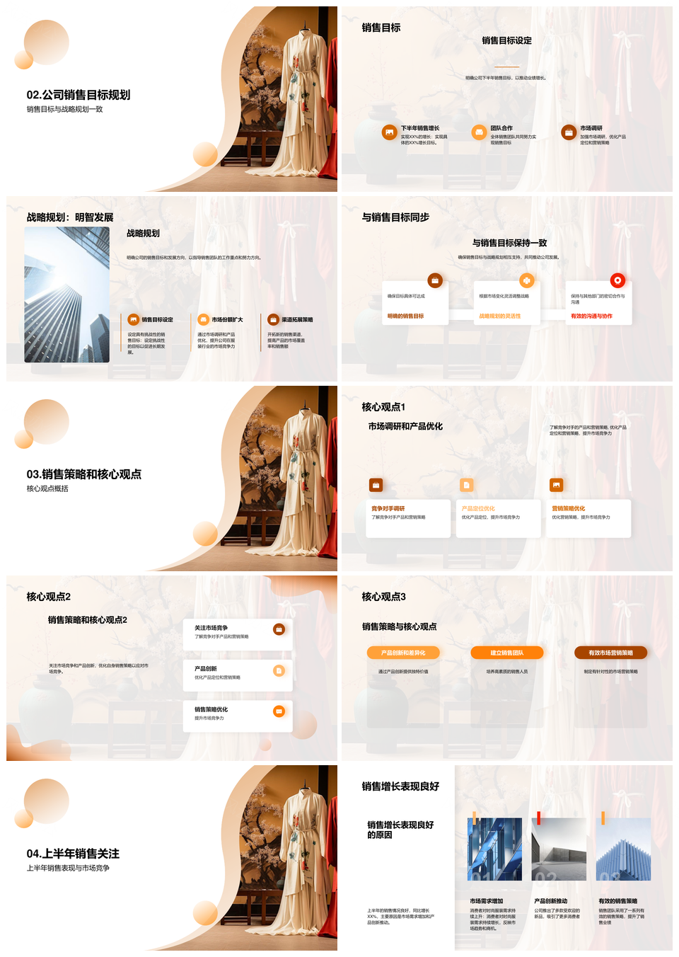 服装行业上半年销售增长与竞争对手回顾PPT模板