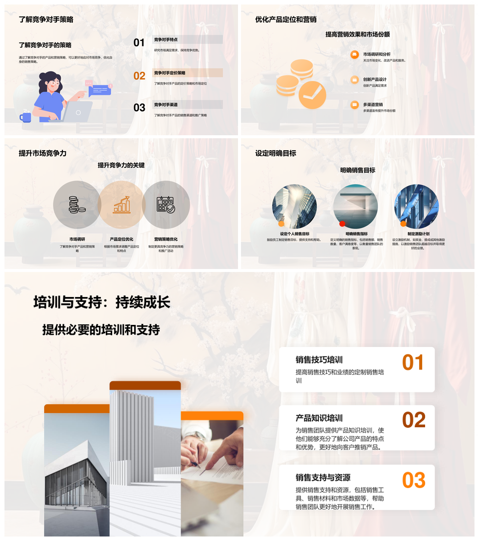 服装行业上半年销售增长与竞争对手回顾PPT模板