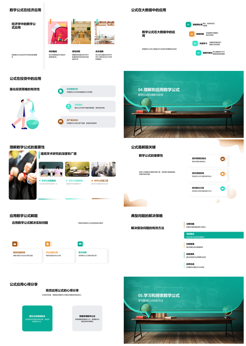 大学数学公式推导应用解析教学PPT模板