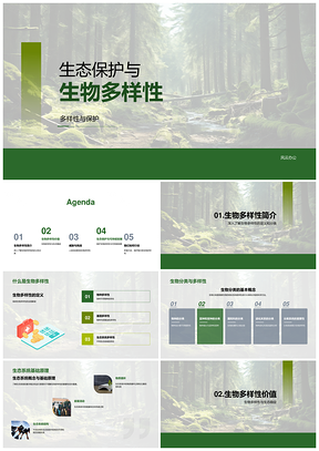 生态保护生物多样性维系生态系统稳定发展PPT模板