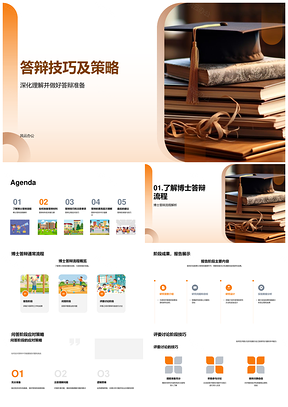 博士答辩技巧策略学术素养能力研究方法实验结论准备材料毕业帽PPT模板
