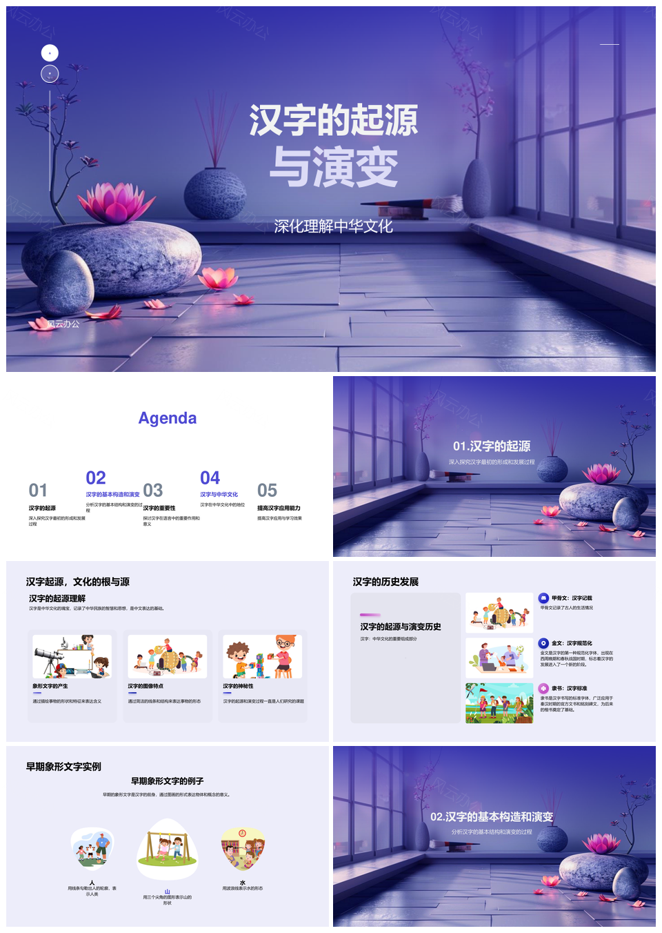 汉字起源演变与中华文化构造PPT模板