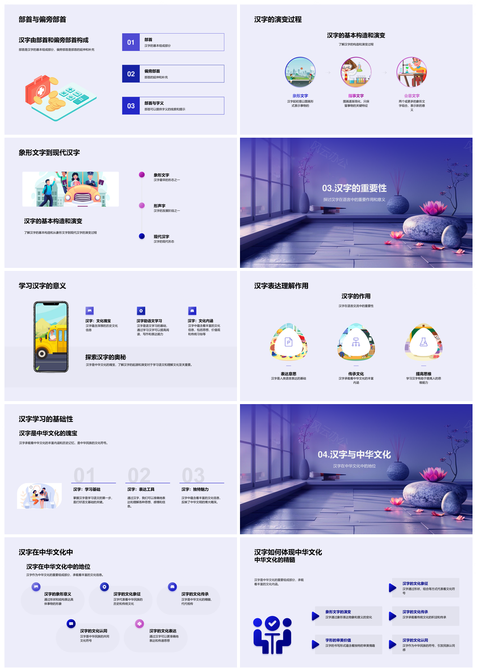 汉字起源演变与中华文化构造PPT模板
