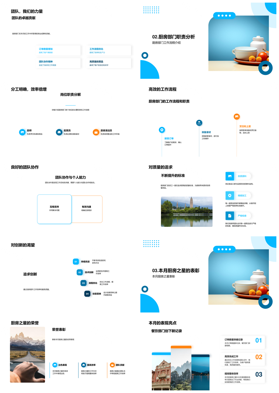 厨房团队荣耀月餐饮成就高效合作星耀表彰PPT模板