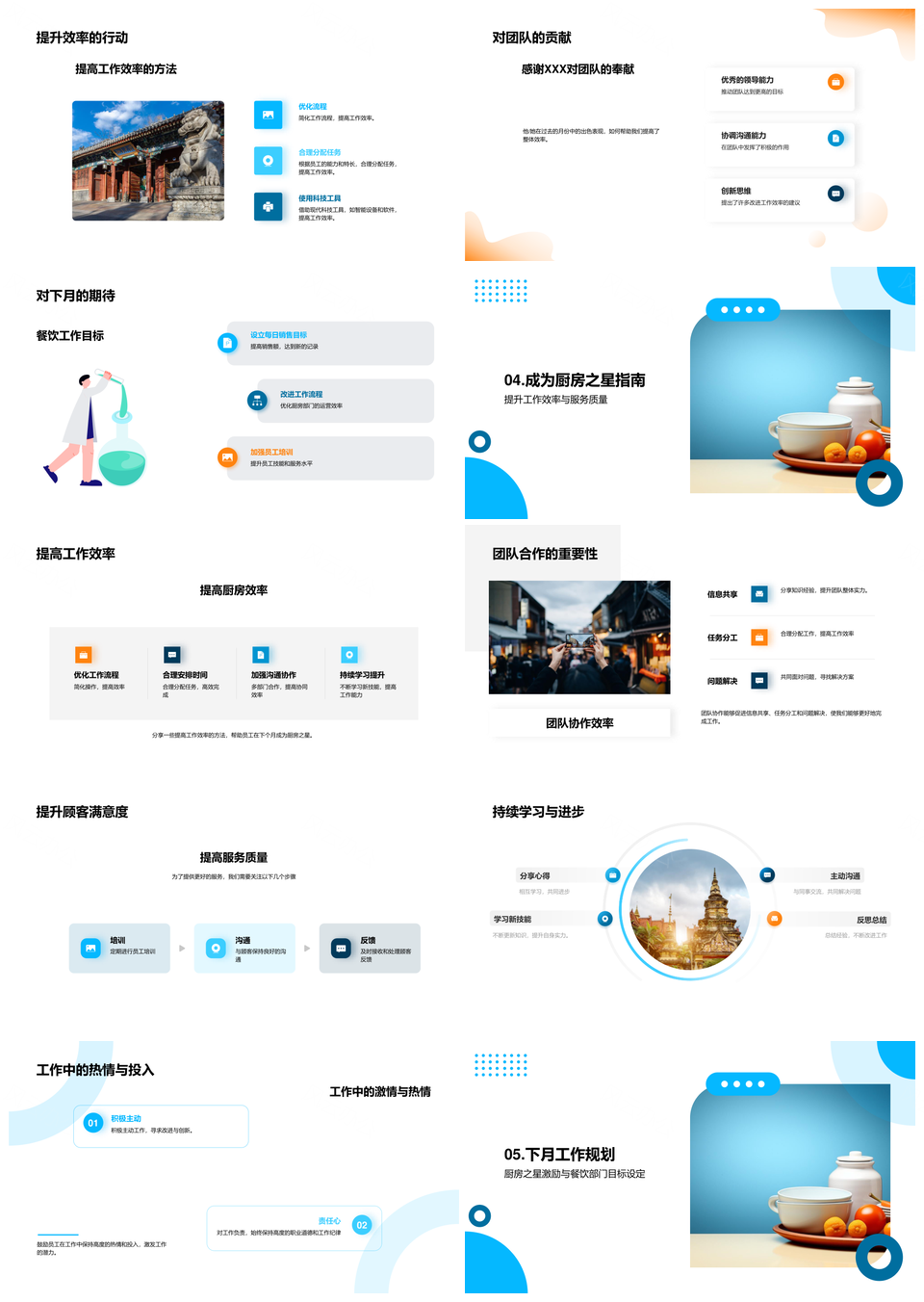 厨房团队荣耀月餐饮成就高效合作星耀表彰PPT模板