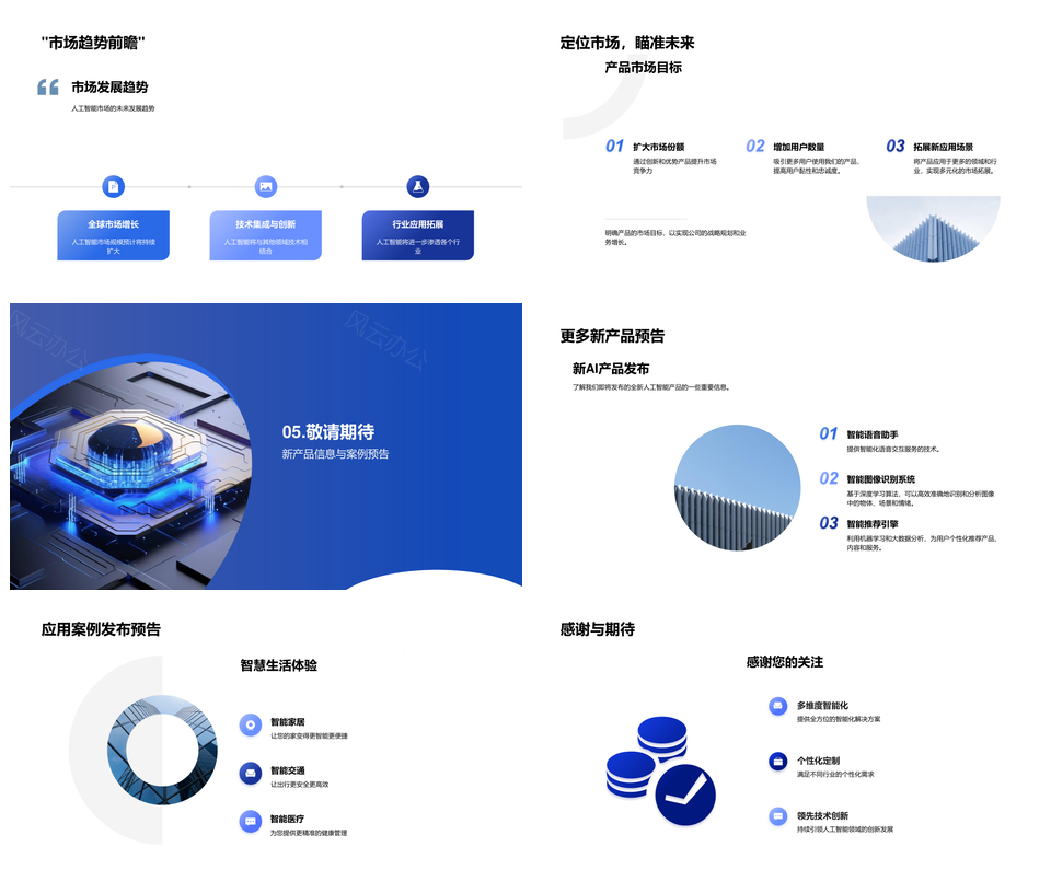 智领未来AI新篇章揭幕全球市场技术趋势研发PPT模板