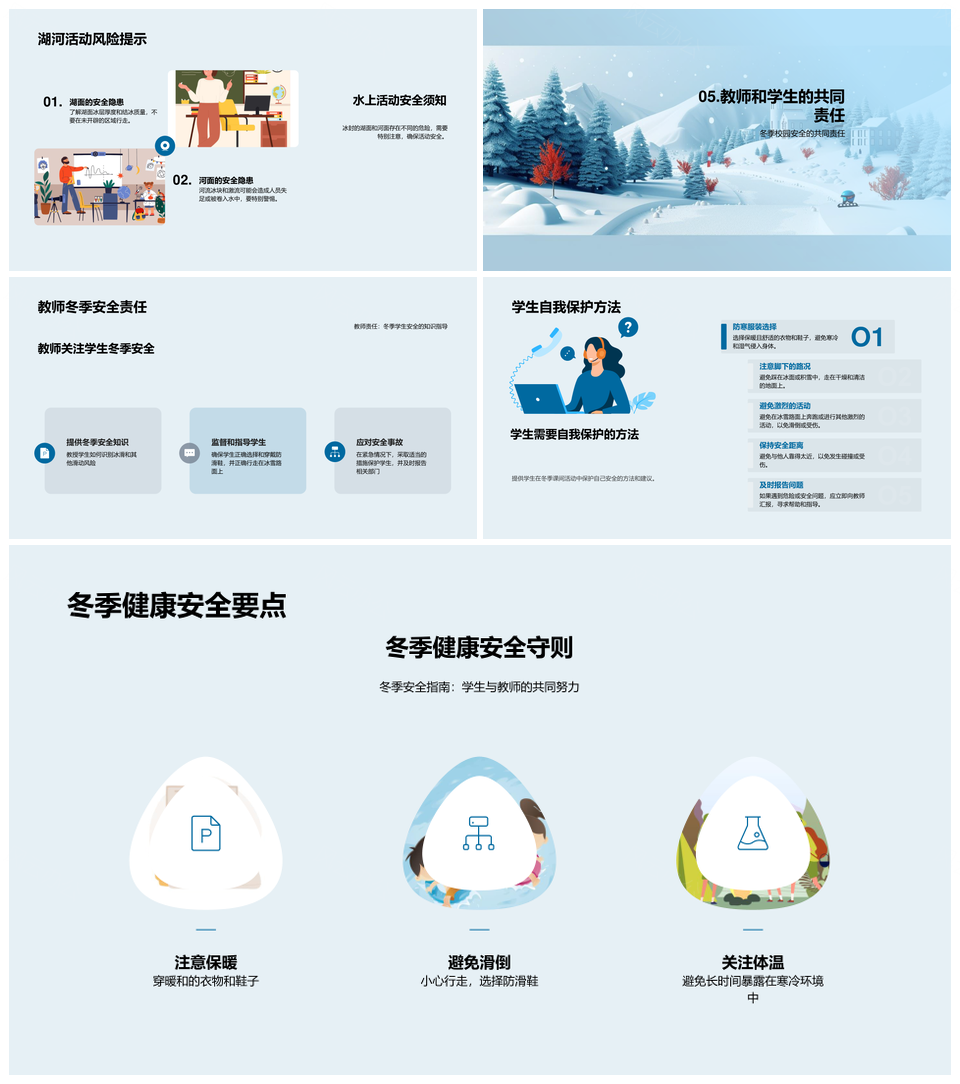 冬季校园安全大寒气温防护指南PPT模板