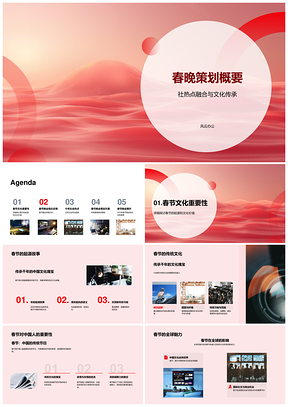 春晚策划融合社会热点文化传承PPT模板