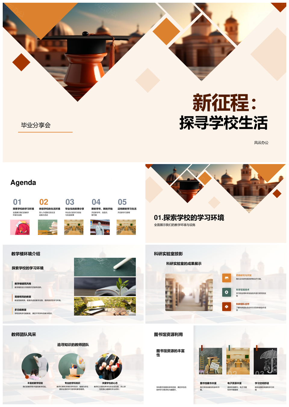 毕业生校园故事新学年启程教学与生活PPT模板