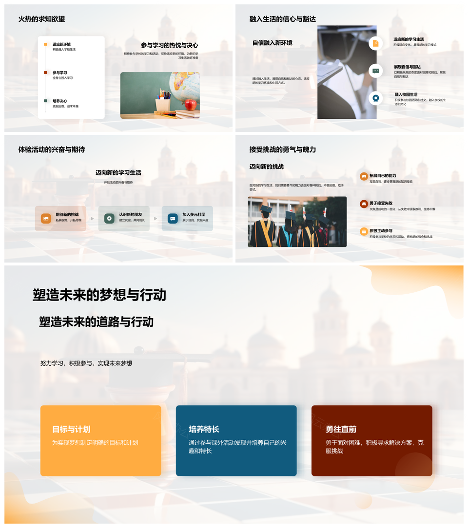 毕业生校园故事新学年启程教学与生活PPT模板