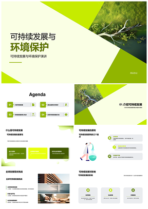 英语学习者环保公益演讲定义可持续发展环境保护PPT模板