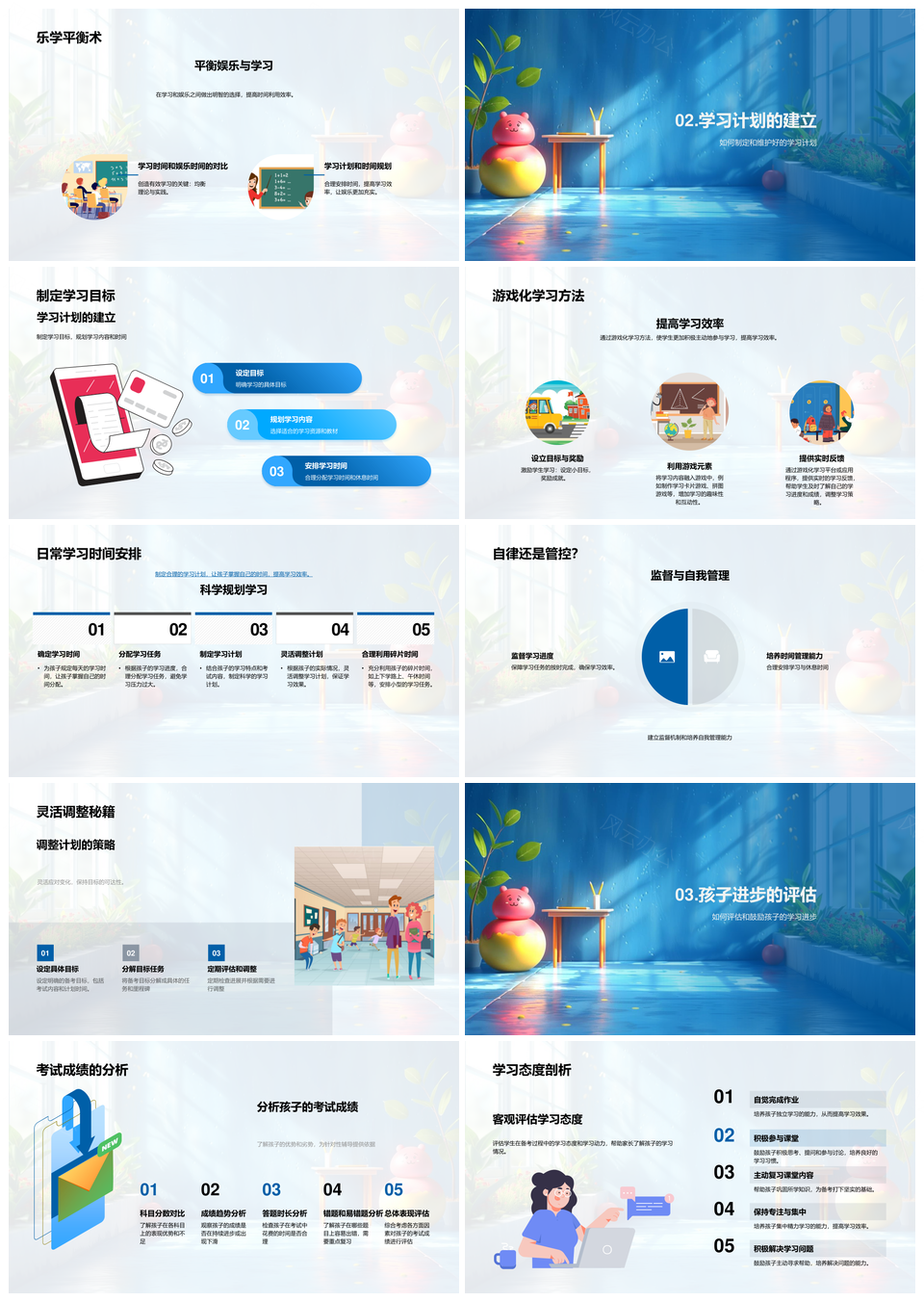 2025二年级家教习惯备考游戏计划评估效率PPT模板