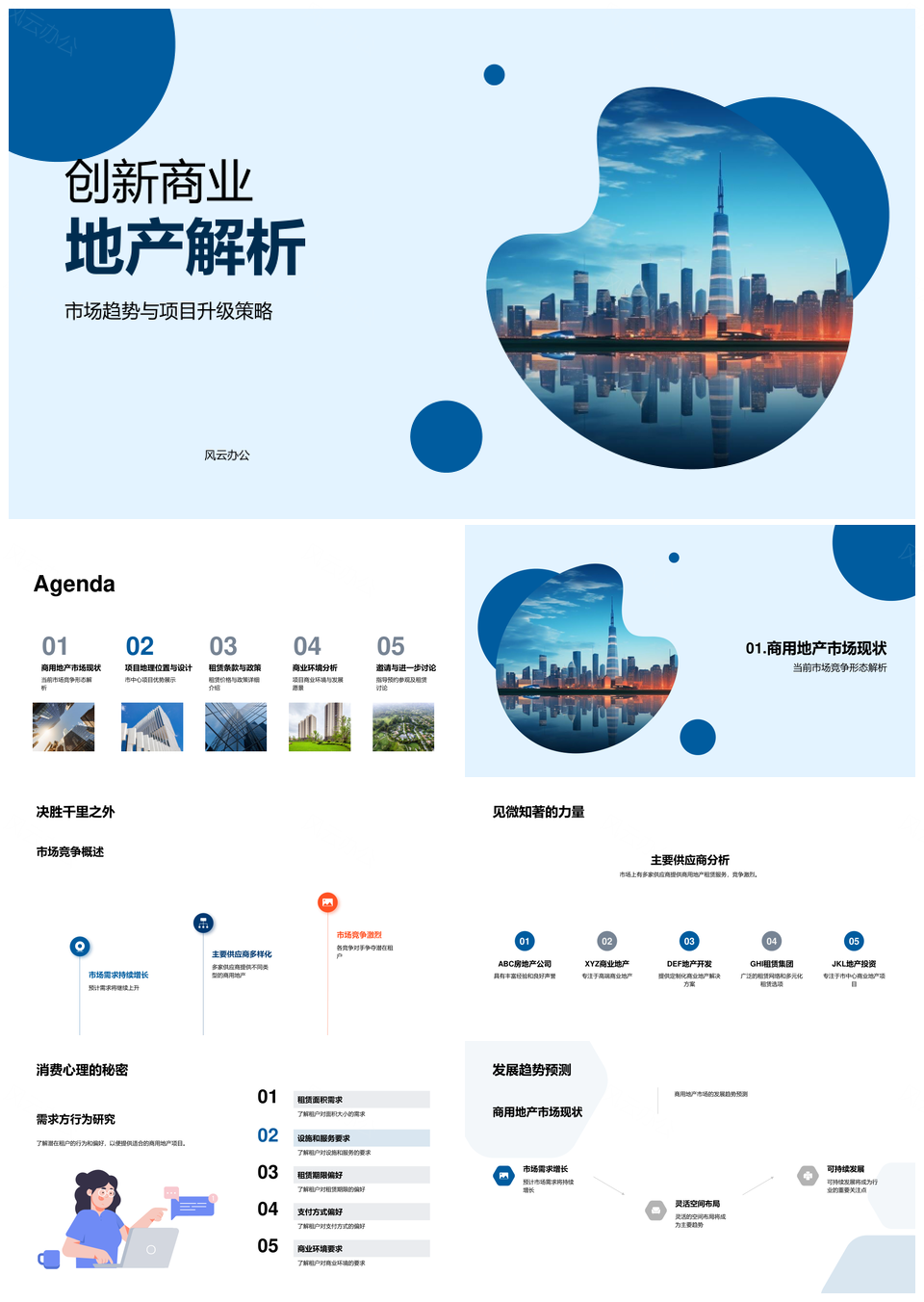 创新商业地产开发趋势升级策略与灵活租赁设计PPT模板