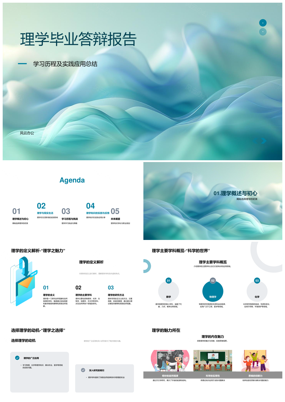 理学毕业答辩学习实践择业技能应对挑战PPT模板