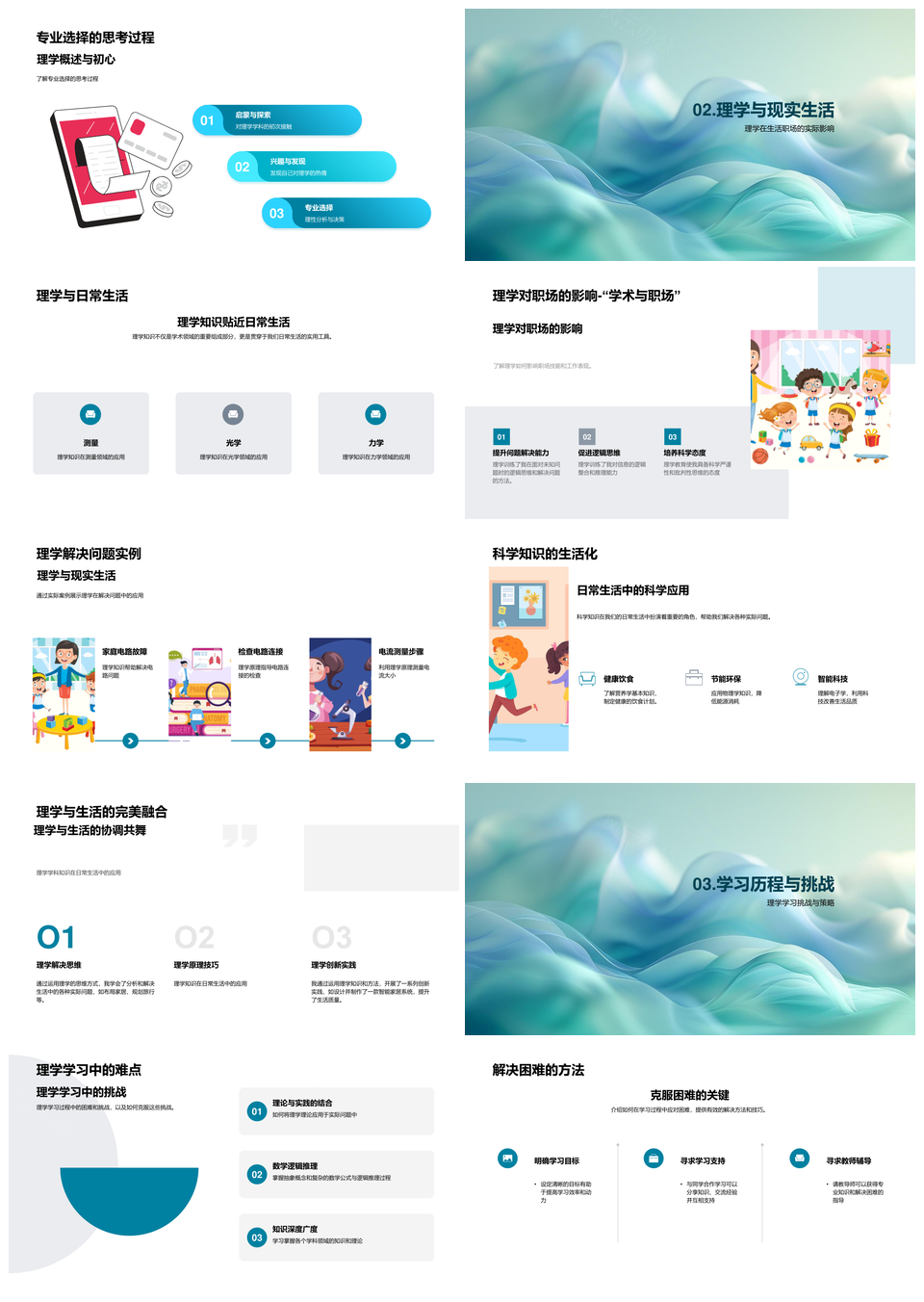 理学毕业答辩学习实践择业技能应对挑战PPT模板