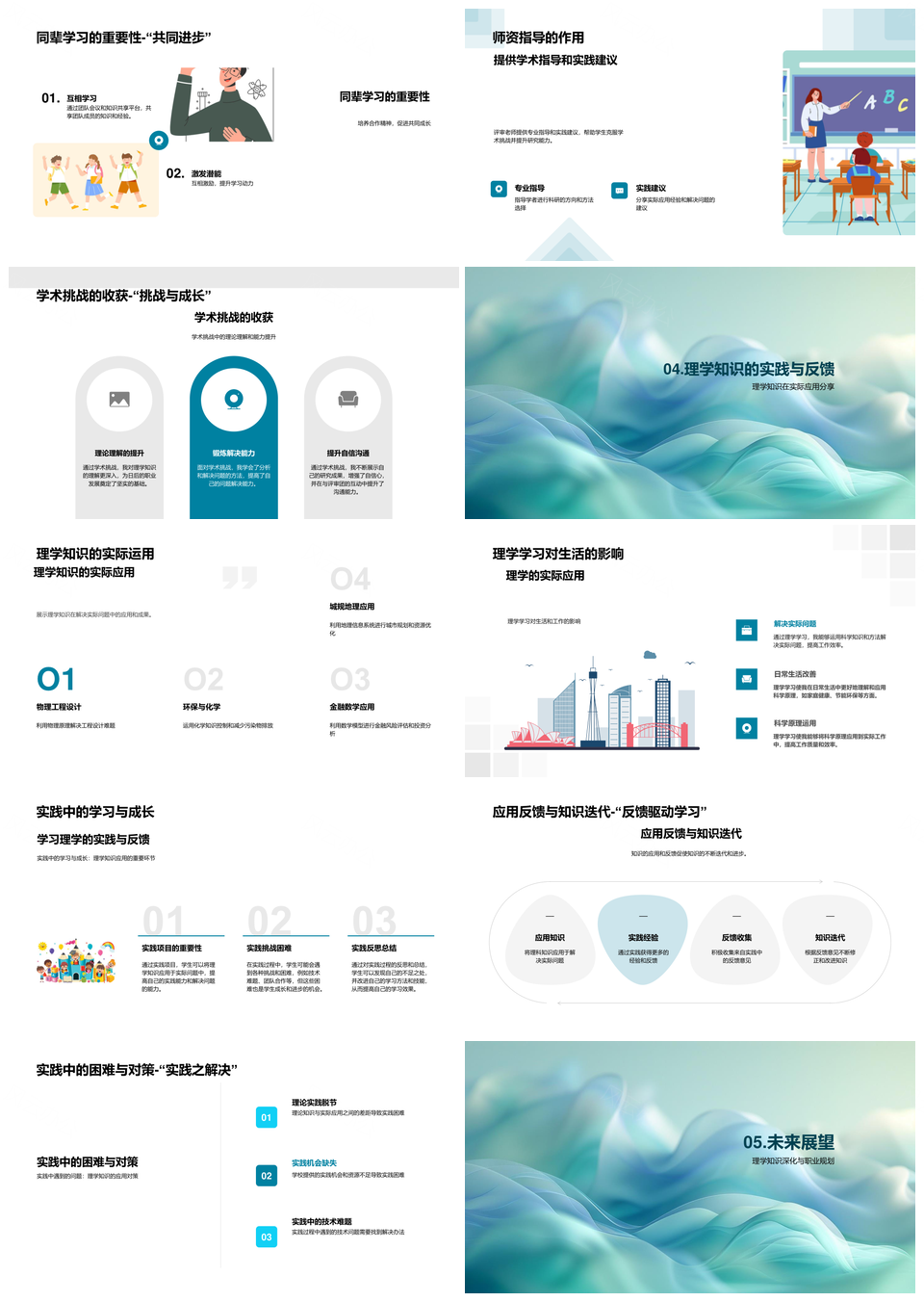 理学毕业答辩学习实践择业技能应对挑战PPT模板