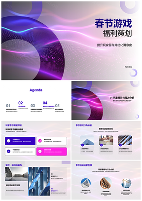 春节游戏福利提升留存满意活动任务设计PPT模板