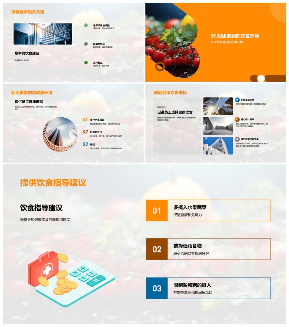 夏季健康饮食守则合理膳食多果蔬PPT模板