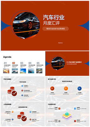 汽车行业月度动态回顾展望与赛车业务目标PPT模板