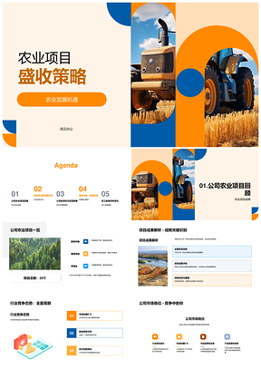 农业项目盛收策略竞争机遇麦田优势资源PPT模板
