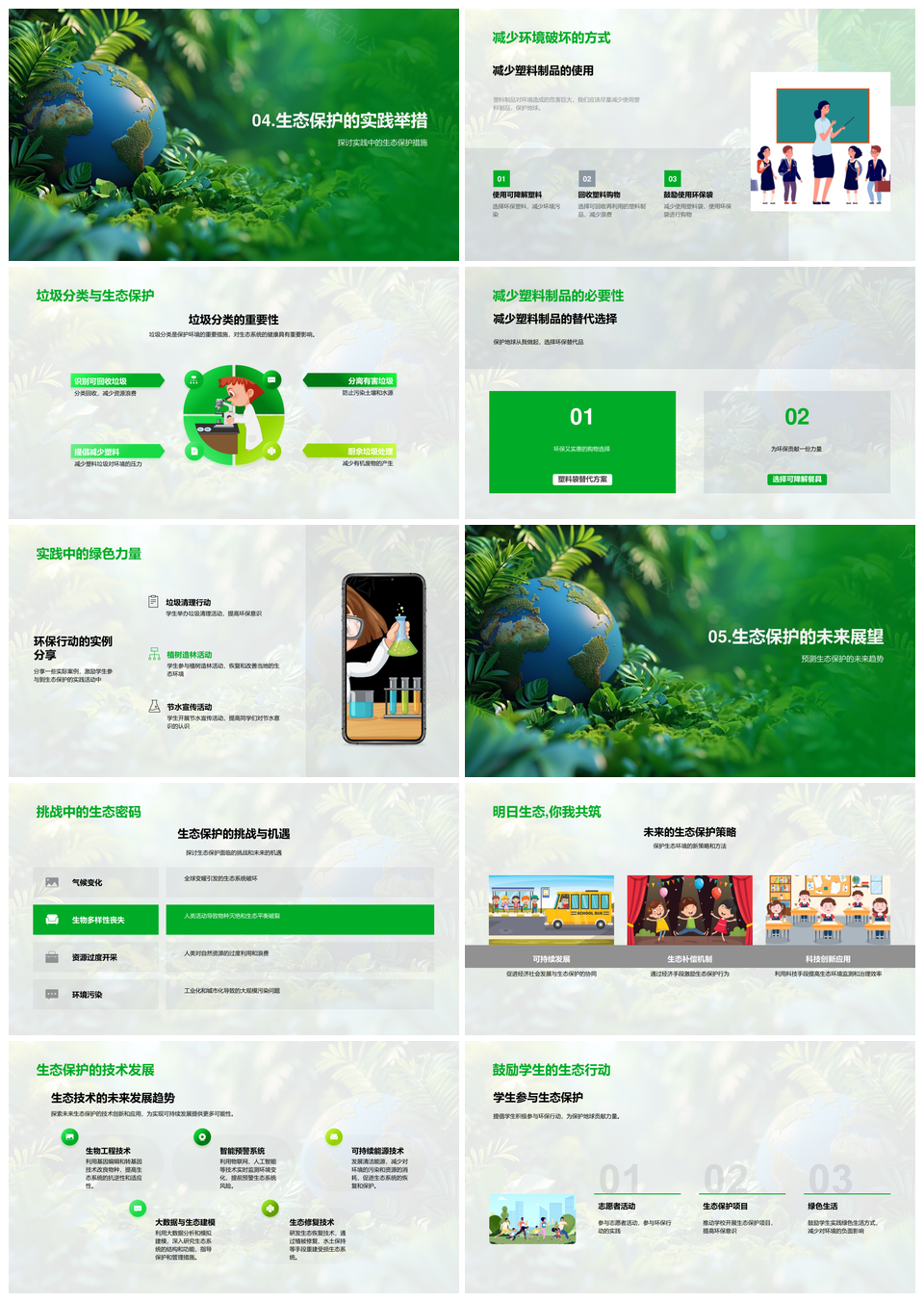 生态系统运行机制能量物质循环保护健康自然减少破坏垃圾分类PPT模板