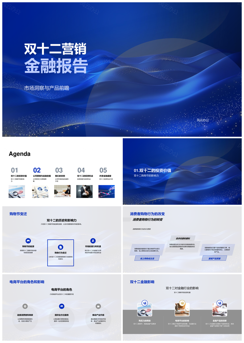 双十二电商金融营销策略消费市场产品前瞻报告PPT模板