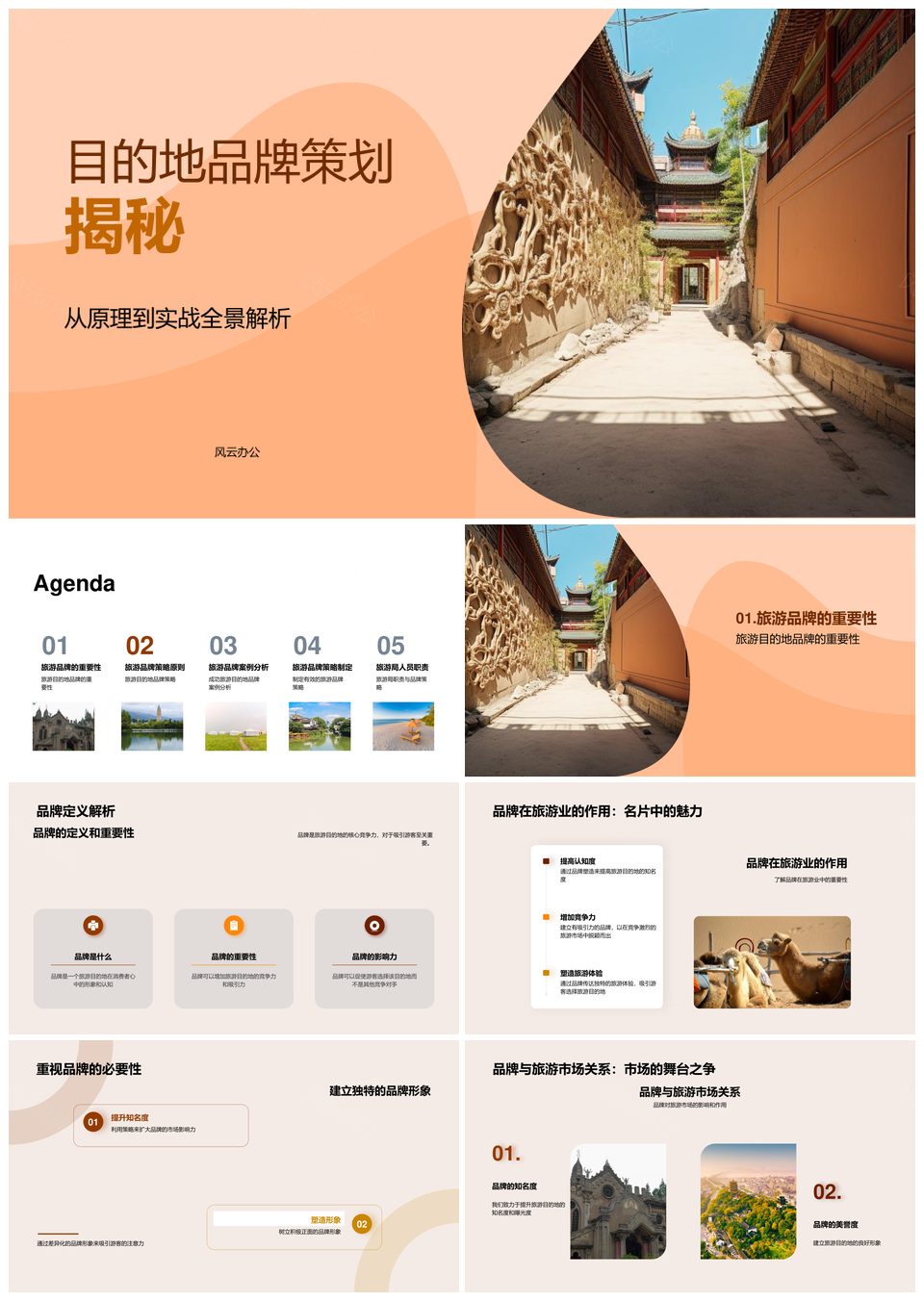 旅游目的地品牌策略与古老建筑案例分析PPT模板