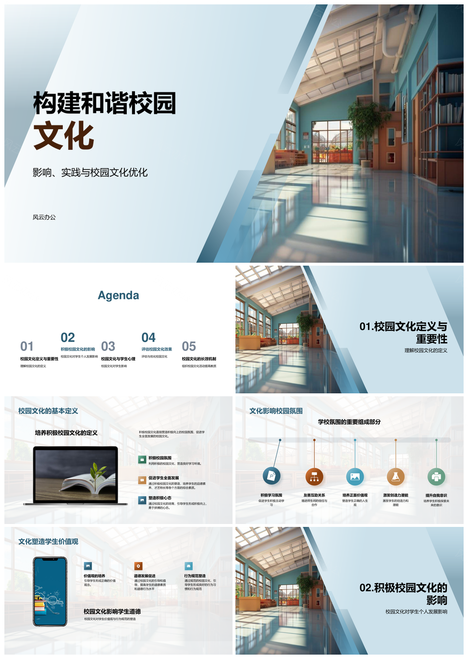 和谐校园文化优化助学生全面发展PPT模板