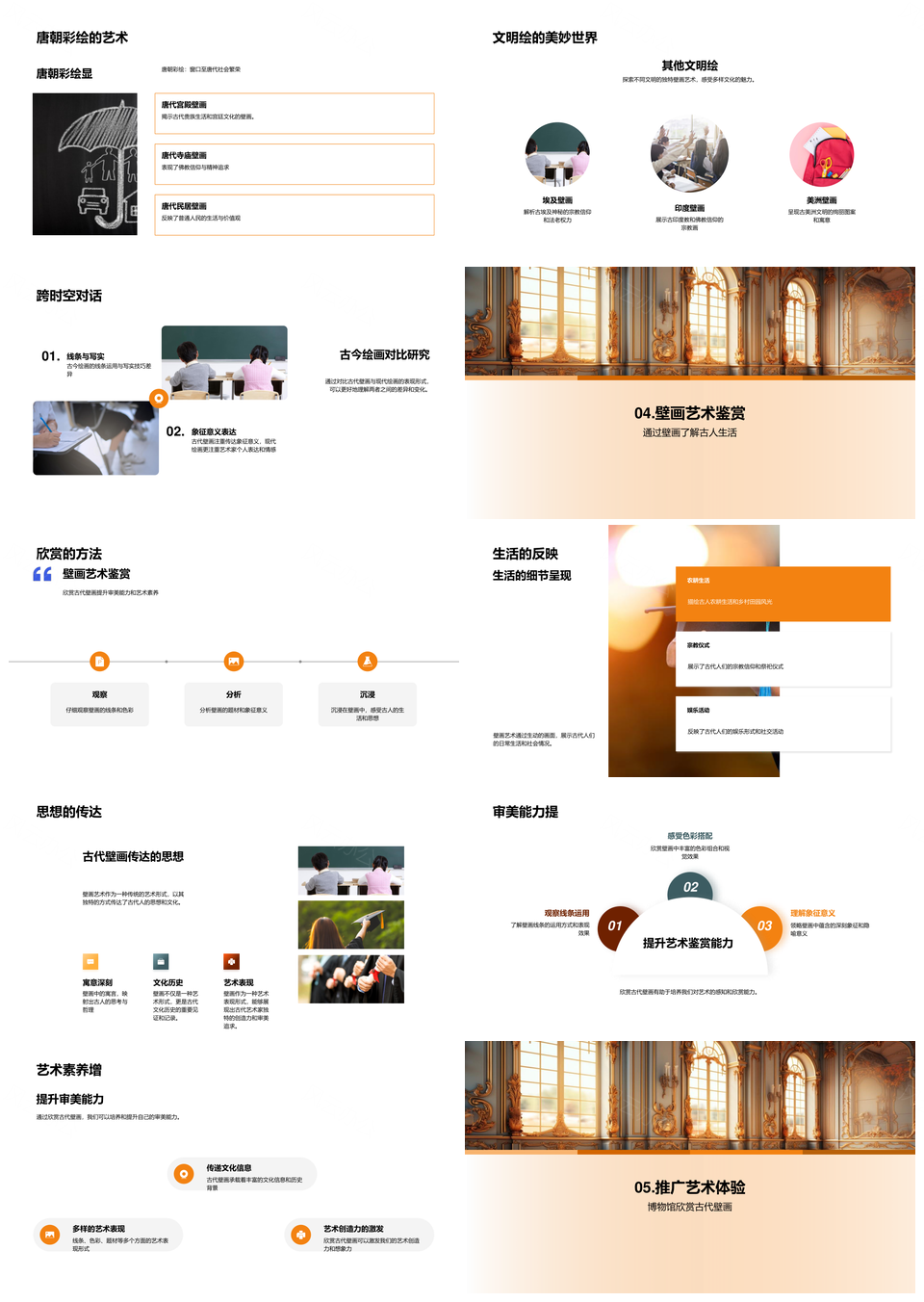 东西方古代壁画技法与墓室岩画鉴赏PPT模板