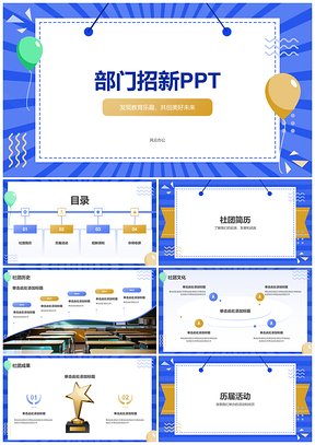 社团招新PPT模板简历活动须知收获