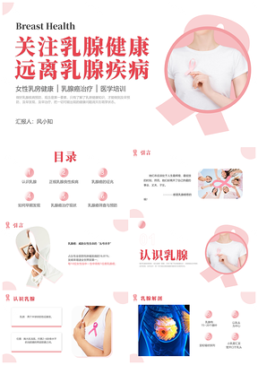 乳腺癌防治女性乳腺健康护理讲座PPT模板