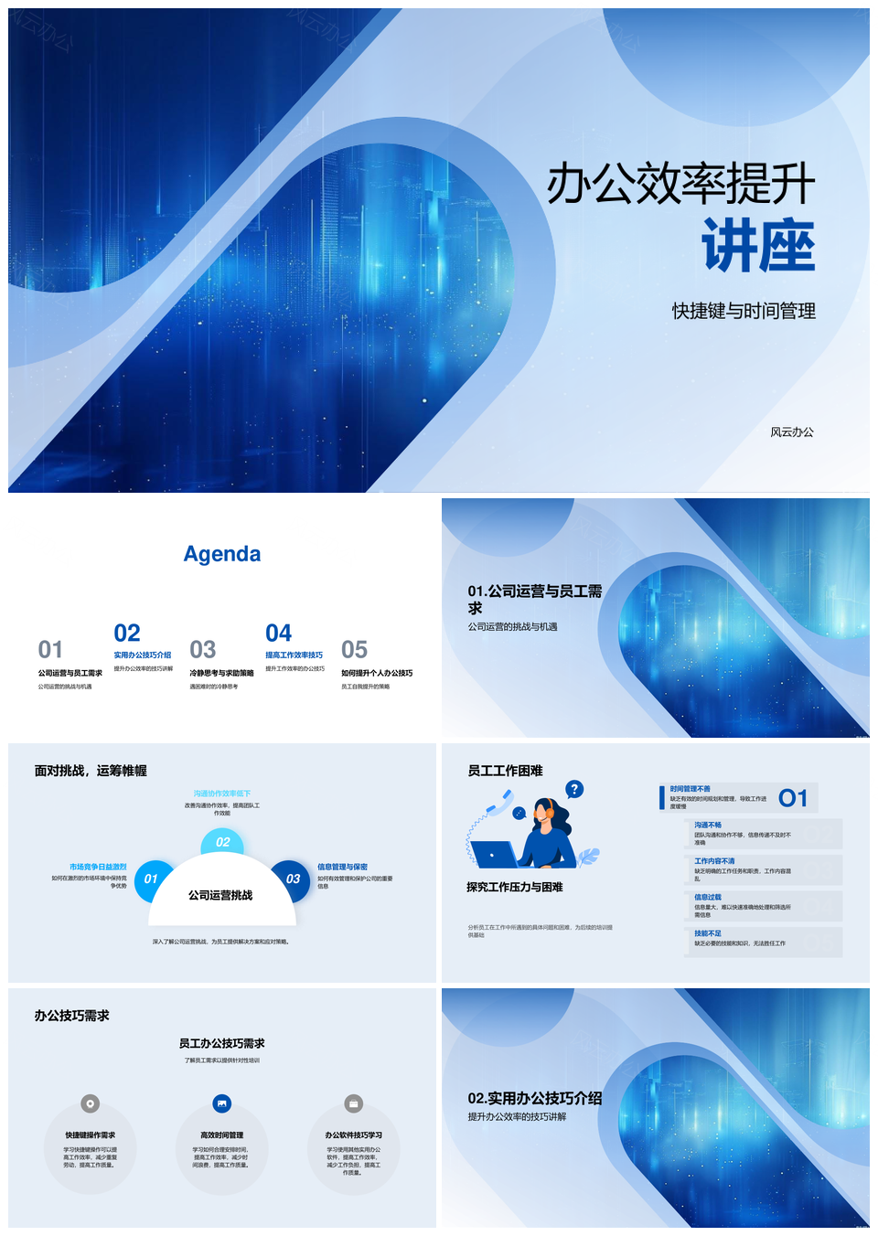 高效办公快捷键时间管理员工培训PPT模板