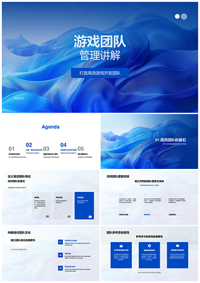 游戏团队管理高效开发目标愿景文化沟通透明激励决策PPT模板