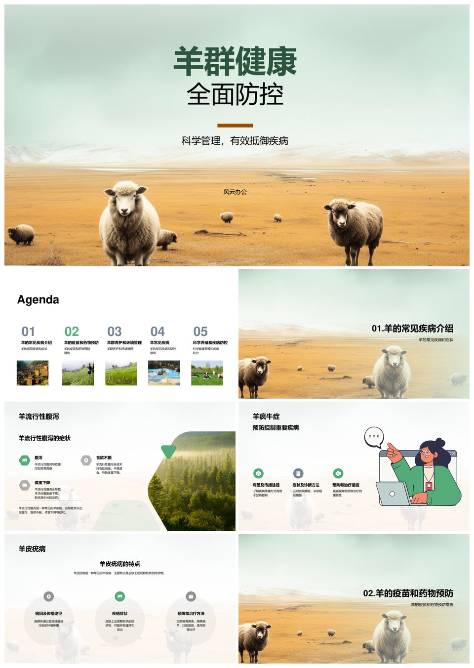 羊健康养殖与疯牛症腹泻皮疣病防控PPT模板
