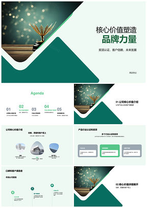 品牌经理演讲传核心价值助产品认证奖项赢客户PPT模板