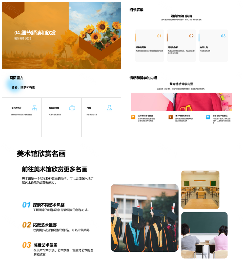 梵高向日葵画家代表作艺术自然人性PPT模板