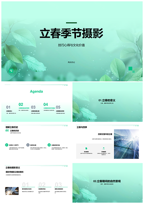 立春光影新芽摄影技巧人文景观时地主题PPT模板