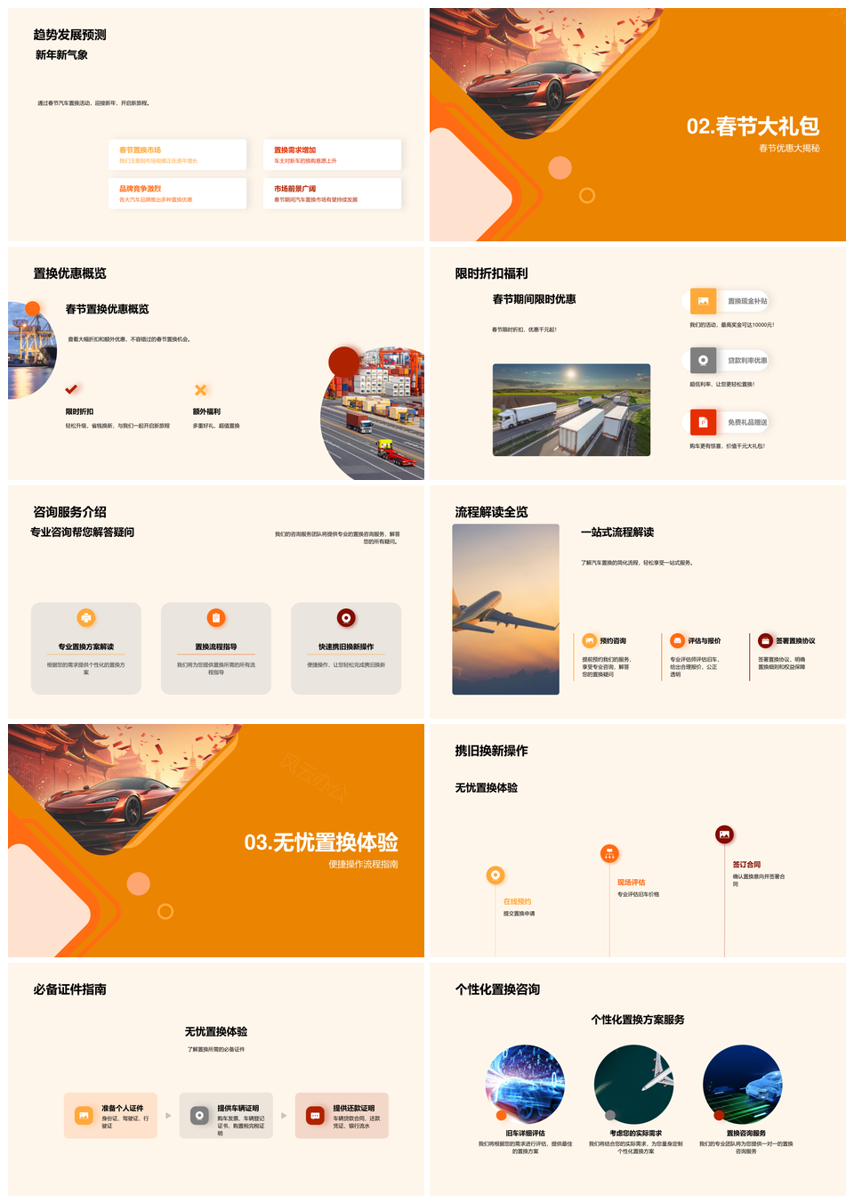 春节汽车4S店置换优惠营销策划服务PPT模板