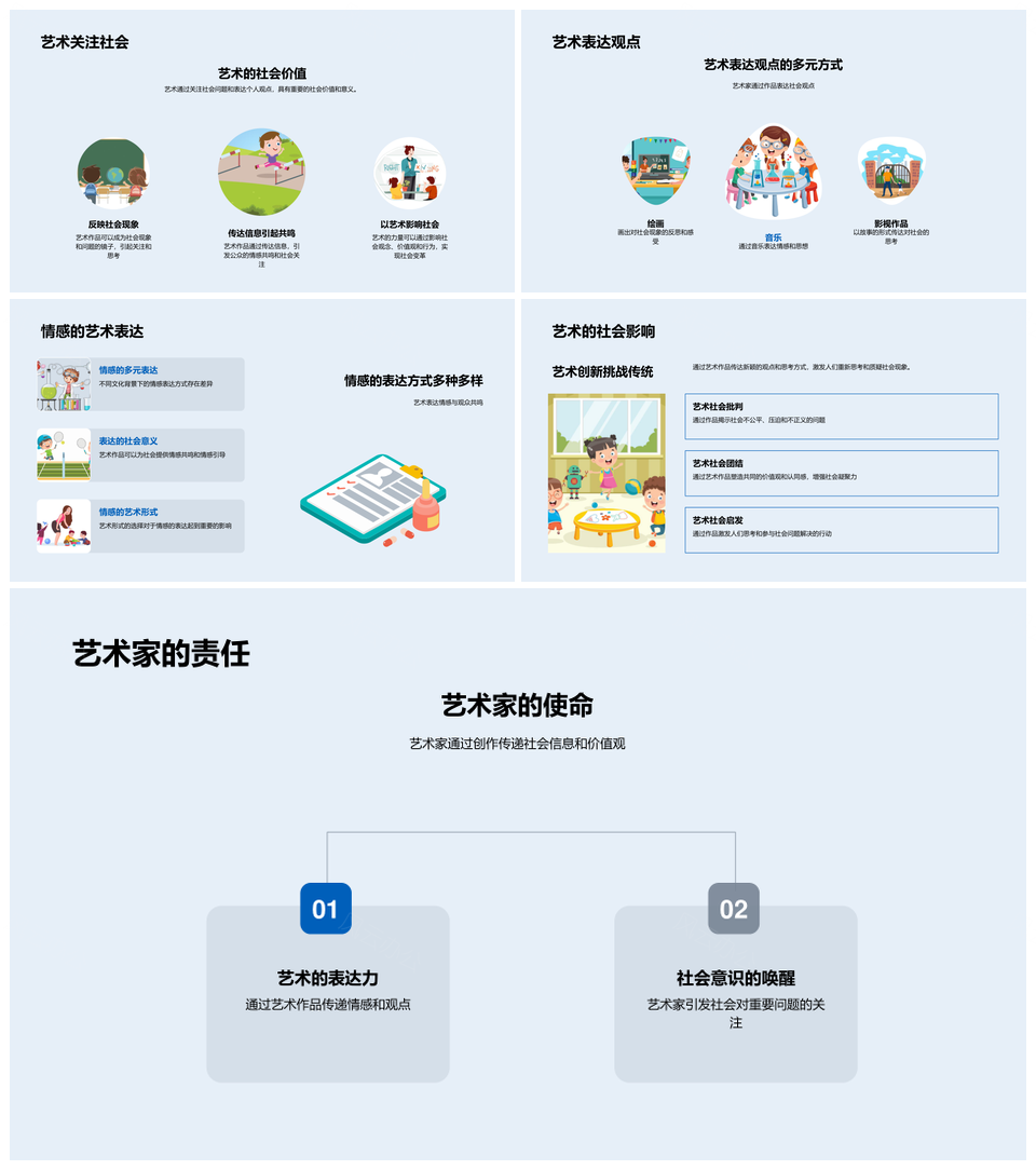 艺术社会映射互动创作力量影响PPT模板