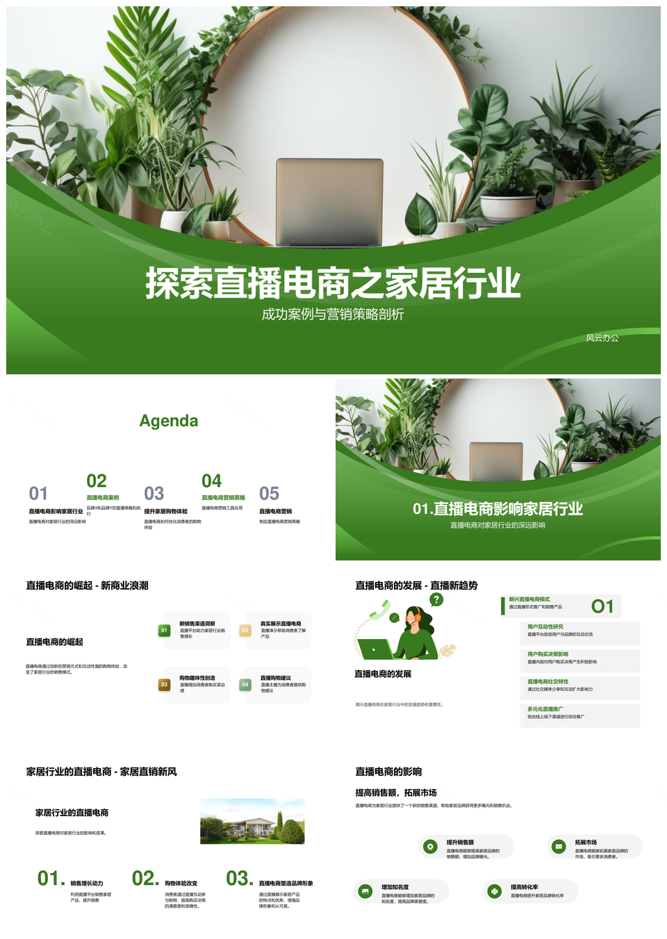 家居直播电商品牌XY营销策略与成功案例PPT模板