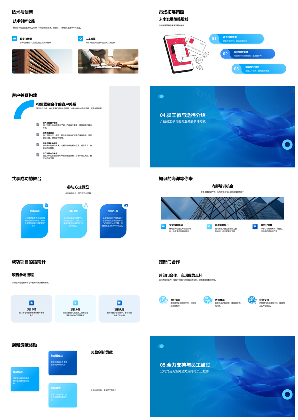 咨询业务发展总结文化员工成长未来拓展人才培养专业提升PPT模板